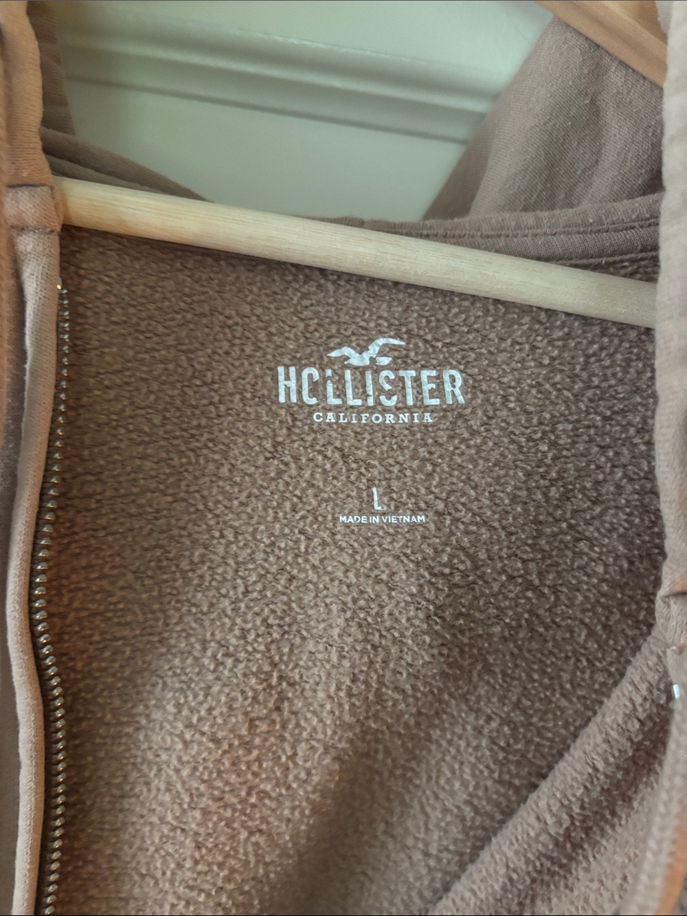 Hollister Zip-Up Hoodie Sweatshirt  in Tan - Brown - Picture 2 of 4